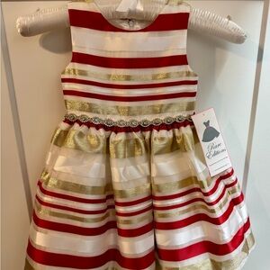 Rare Editions Red and Gold Striped Dress
